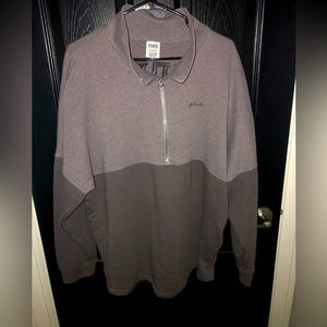 Victoria’s Secret PINK Sz XL half zipup high collar embroidered sweatshirt gray